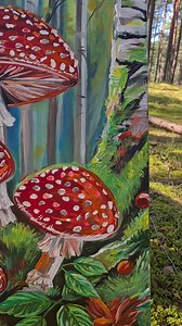 Red Mushrooms Painting Mushroom Painting Amanita Painting Fly-agaric Painting Red Mushrooms Forest Landscape Painting Forest Painting - Etsy