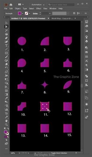 😮 1 Rectangle → 15 Amazing Shapes in Adobe Illustrator 🔥 #shorts