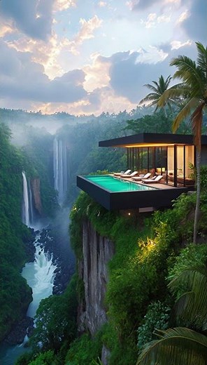 Luxury in the Clouds | Infinity Pool Above a Waterfall Paradise