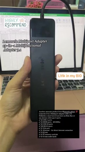Another awesome product from @lemorele_global Lemorele 13-in-1 Multiport Adapter USB-C 3.1 Definitely a-must have if you have an iPad, Mac or any devices with type-C ports. (2) USB-C ports (2) HDMI ports - 4K @30hz (2) USB 3.0 ports (2)USB 2.0 ports (1) VGA port (1) Ethernet for direct internet connection (1) SD slot (1) TF memory card slot (1) 3.5 mm audio (jack) #lemorele #multiportadapter #musthavegadgets #ipadaccessories #macbookaccessories