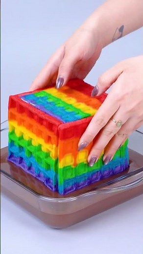 😍 Yummy Rainbow Waffle Dip 🌈✨ How To Make Tutorial #Shorts