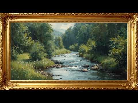 Calm River Reflections – 4K Oil Painting Ambience for Home Display | 4K Frame TV Art