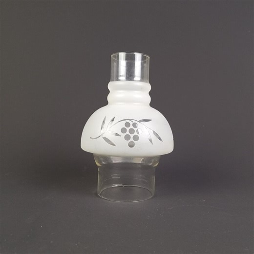 Frosted Lamp Chimney With Grape and Leaf Pattern Hooded Lamp Glass 3" Fitter - Etsy