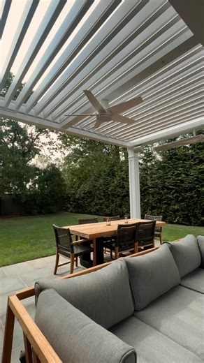 7.8K views · 44 reactions | Open and close your pergola roof with a simple remote — experience flexible shade and comfort in any weather. Elevate your outdoor space with a motorized louvered roof system. #OutdoorLiving #LouveredRoof #MotorizedPergola | Breslow Outdoors | Facebook