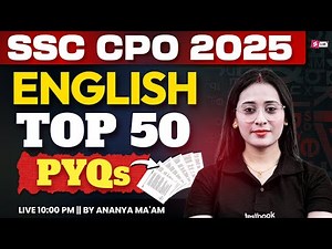 SSC CPO 2025 | SSC CPO English Classes | SSC CPO English Previous Year Paper by Ananya Ma'am