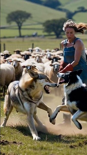Wolf Attacks Sheepdog on Farm | Farmer Rushes to Save Dog | Real Farm Encounter