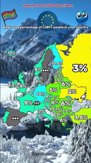 Percentage of LGBT in your country#map #geography #mapping #europe #lgbtq #mappers #maps