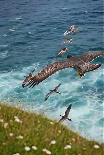 Peregrine Falcon 300km/h Dive and Mid-Air Strike | Fastest Hunter