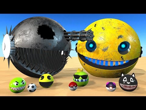 ROBOT PACMAN & MS-PACMAN VS OMICRON & SPIKY MONSTER & CARTOON CAT 93 V