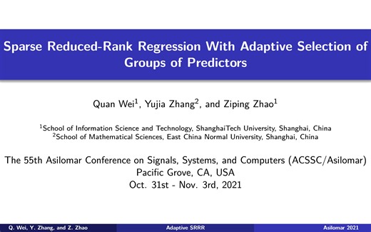 Adaptive Sparse Reduced-Rank Regression (Asilomar'21)