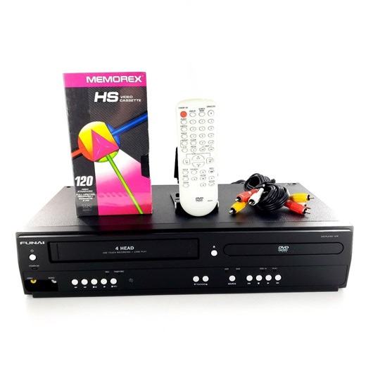 Funai DV220FX4 Vhs VCR/DVD Combo Player Recorder w/ Remote, Tv Cable Tested