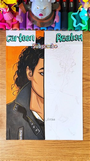 INSANE ✍️DRAWING OF 🔥MICHAEL JACKSON🔥 || ✨️CARTOON VS REALISM✨️ #drawing #art #shorts