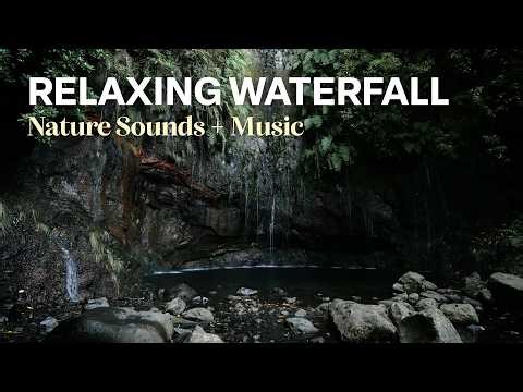 4K Tropical Waterfall & River Sounds with Deep Ambient Music for Yoga, Meditation & Relaxation