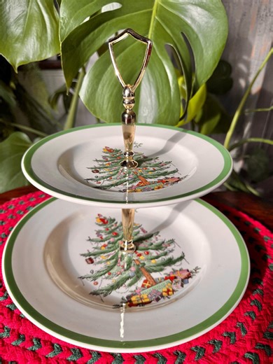 Spode Christmas Tree Serving Tray | 2-tier Holiday Server - Etsy