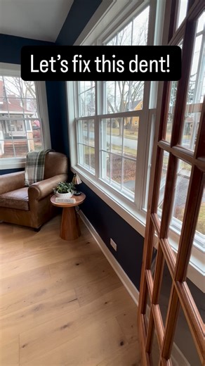 Small dent. Small hands (7yo sanded) Big difference. This windowsill fix took minutes, not money. ✔️ Timbermate ✔️ Sanding block ✔️ Putty knife ✔️ Shop vac This dent happened in the best way possible… when installing the office door it completely fell. Thankfully it was just the windowsill and not breaking through the Triple-Pane Window! We got lucky on that one. First application of filler doesn’t need to be perfect - you will sand it down regardless! You can always do 2-3 rounds until it’s to 