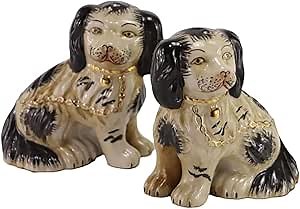 Hand-Painted Porcelain Vintage Dog Figurines,Pair of Dog Collectibles for Home Decoration