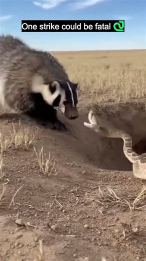 Badger Nearly Bitten by a Striking Rattlesnake 🐍