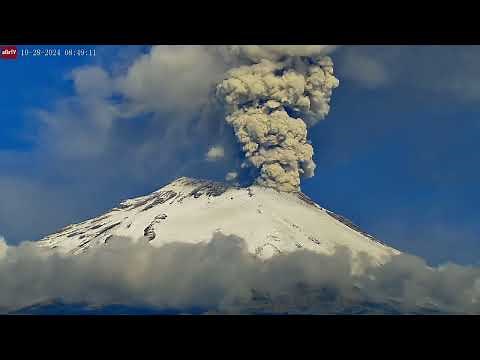 Oct 28, 2024: Large Eruption Underway - Popocatepetl Volcano, Mexico Timelapse