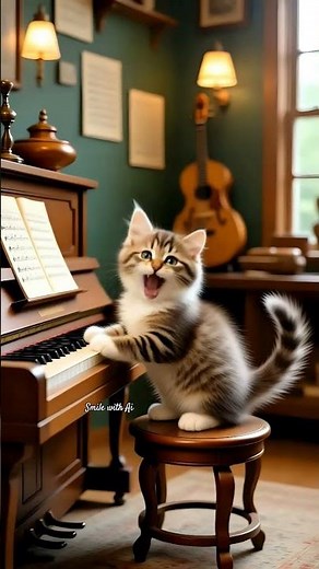 🥺Piano Cat talks Gibberish😻 #cat #cute #kitten #funny #ai #catlover #shorts #ytshorts #foryou #funny