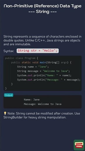 Non Primitive Reference Data Type – String