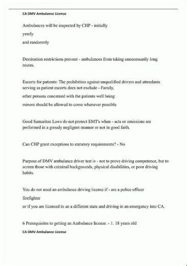 Latest CA DMV AMBULANCE LICENSE QUESTIONS AND ANSWERS4 video