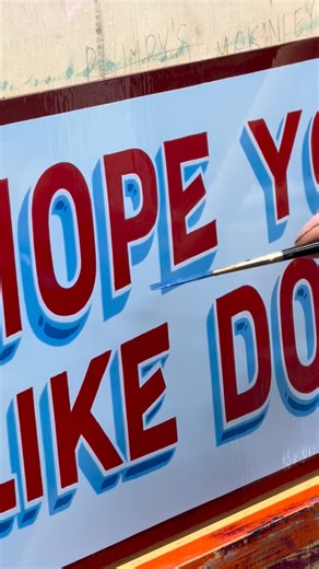 Adding a French blue over the top of dodgem blue. Simple, quick and effective. The red is Alfa red. Needless to say these colours are available from my website. #signwriting #lettering #handpainted | Joby Carter Signwriter