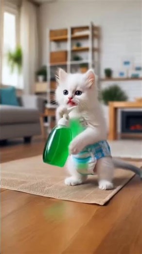 Levitating kitten mischief funny whit cat ai meme..