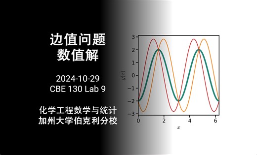 【UC Berkeley 化学工程数学与统计】边值问题数值解 - 数值计算实验 9 - Solving Boundary Value Problems BVP