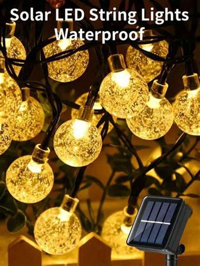 100pcs LED Solar Bubble Ball String Lights/Solar Garden Lights, 8 Lighting Modes, Ideal For Outdoor Garden, Patio, Landscaping Decor - Essential Outdoor Decoration | SHEIN