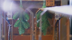Factory for the Production of Artificial Christmas Trees. Machines for Making Christmas Trees from Plastic. Stamping Needles and Twisting Branches
