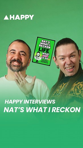 Happy Mag on Instagram: "@nats_what_i_reckon is an Aussie content creator, comedian, musician, isolation cooking champion and mental health ambassador. He visited the Happy Studios to discuss mental health, his latest book ‘Life: What Nat to Do’ and home cooking. For the full interview, check out our YouTube channel. Link in bio. Interview by @radisafi #happyinterviews #happymag #natswhatireckon #lifewhatnattodo"