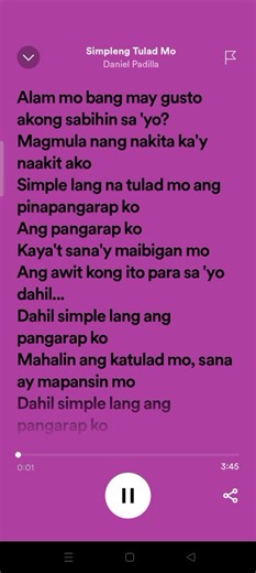 Simpleng Tulad Mo Lyrics: Daniel Padilla