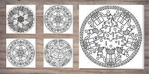 Christmas Mandala Colouring Card Set