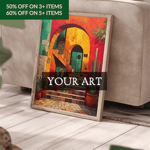 Mexican Courtyard Print, Printable Colorful Architecture Wall Art, Digital Download - Etsy