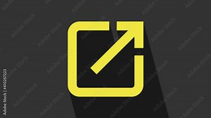 Yellow Open in new window icon isolated on grey background. Open another tab button sign. Browser frame symbol. External link sign. 4K Video motion graphic animation Stock Video
