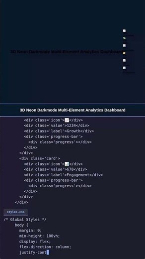 NEON Dashboard in 5 Mins! 🚀 #Shorts #UIUX #Darkmode