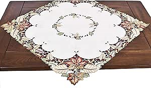 Fall and Maple Leaf Square Thanksgiving Table Topper Small Tablecloth (33 Inch Square)