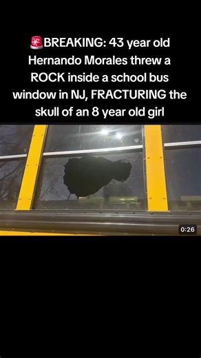 Man arrested after throwing a rock inside a school bus in New Jersey #man #school #bus #rock #fyp