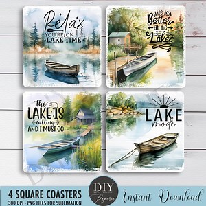 Lake Life Coaster Designs: Square Sublimation PNG Bundle (digital Download) - Etsy