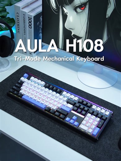 🎇Start the new year with a new keyboard. 🌈Full-size cool RGB silent keyboard. #keyboard #TikTokShopHolidayHaul #mechanicalkeyboard #rgbkeyboard #customkeyboard #gamingkeyboard #aula #fyp #setup #jumpstartsale #creamykeyboards #silentkeyboard #viral #typing #pcsetup