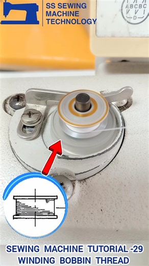 Sewing Machine Tutorial -29 | lower thread winding on the single needle machine | Bobbin winding