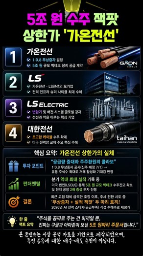 전선주 2차 랠리 시작? 가온전선 상한가와 '무상증자'의 정체