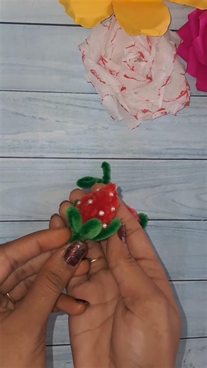 strawberry Keychain making with pipe cleaner #craft #tejuideolagycreative