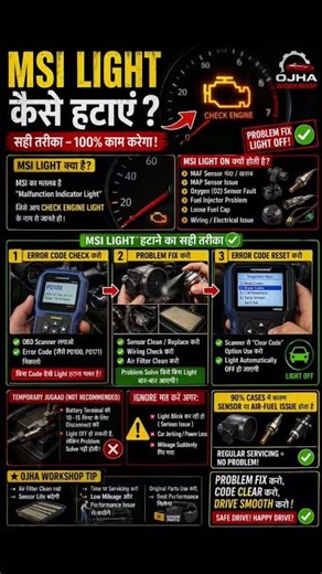 🔧 MSI Light (Check Engine Light)–Kaise Hatayein? Full Detail Guide | #CheckEngineLight #MSI #CarCare