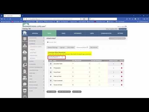 Tools: Calendar - Volunteer Roles