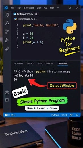 Basic Python Programming for beginners 2026🔥 #fyp #python #coding #code #programming #development