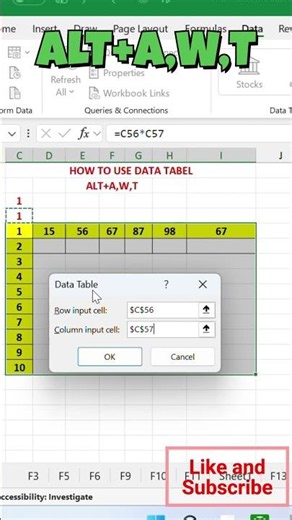 #DataTable in Excel | #Shortcut Key & Complete Tutorial in #EnglishData #Table Shortcut Key