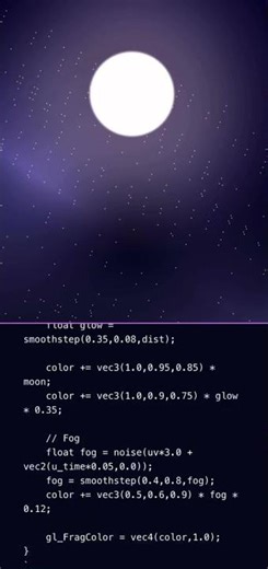 Realistic Moonlight Night in WebGL 🌌 | GPU Shader Art