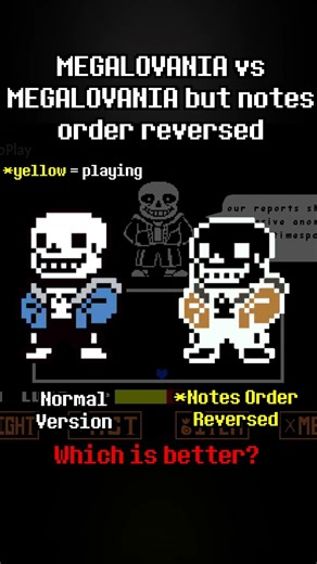 MEGALOVANIA Notes Order Reversed Version Comparison #undertale #deltarune