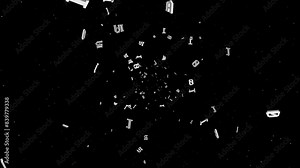 Falling AI Text and Binary Code Numbers, Zero and One, Tech Background Animation, on Alpha Channel, Loop